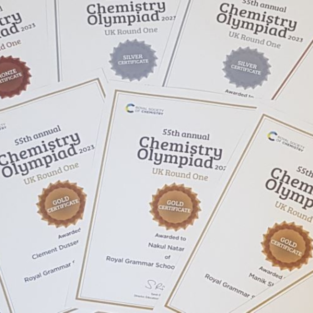 Royal Grammar School Chemistry Olympiad record results for the school!